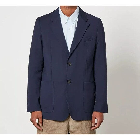 AMI Alexandre Mattiussi Mens Blazer Size 46 Navy Two Button Jacket $1100 - Picture 1 of 13